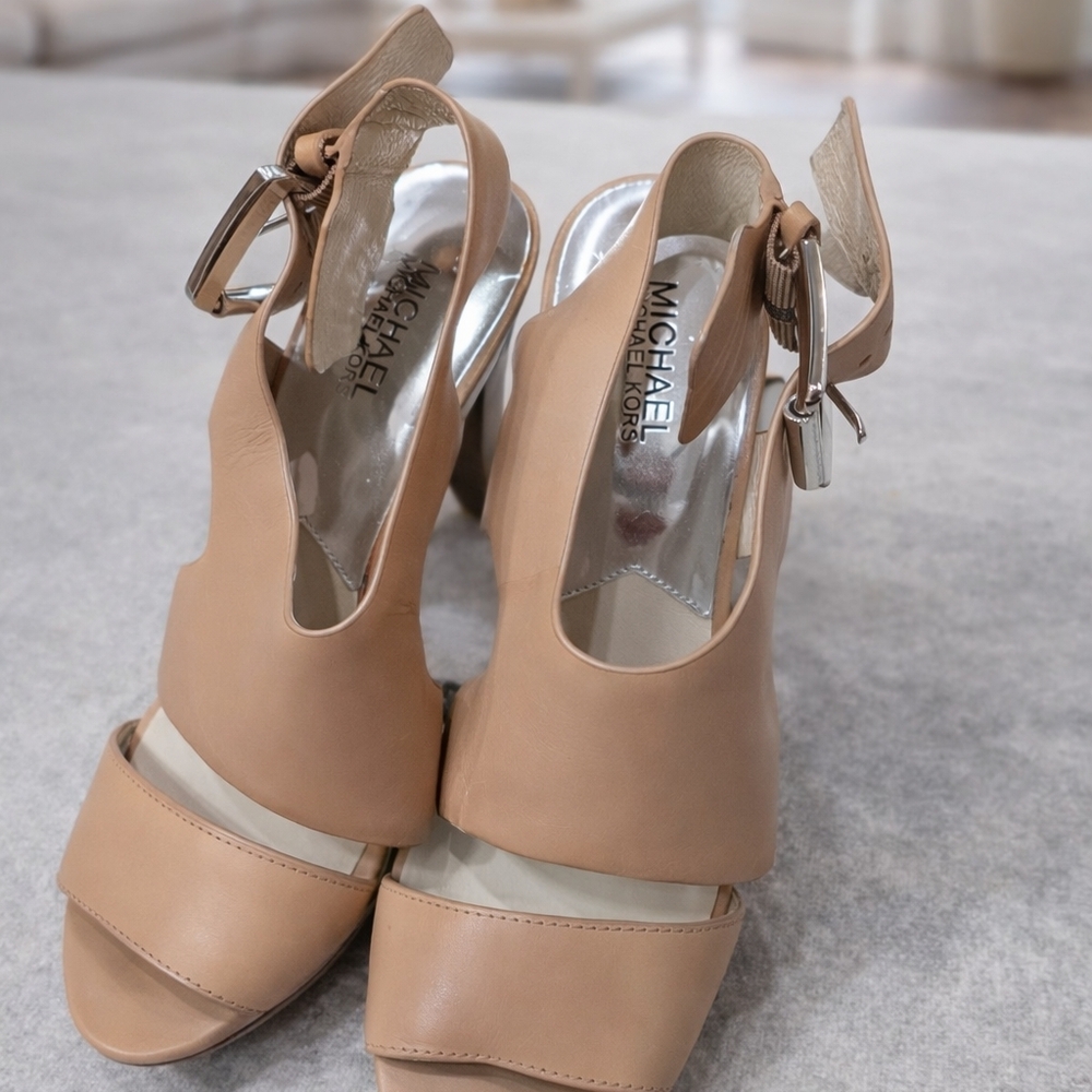 Michael Kors Nude Peep-Toe Heels